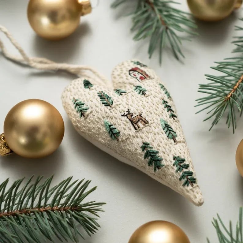 🎉Early Christmas Sale-49% Off🎅DIY Heart Shaped Hand Embroidered Christmas Ornament Kit