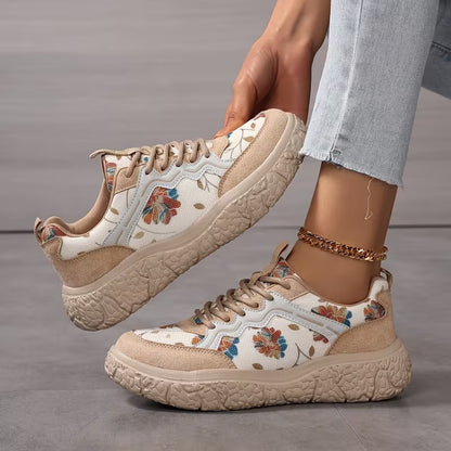 Women's Casual Floral Lace-Up Sneakers