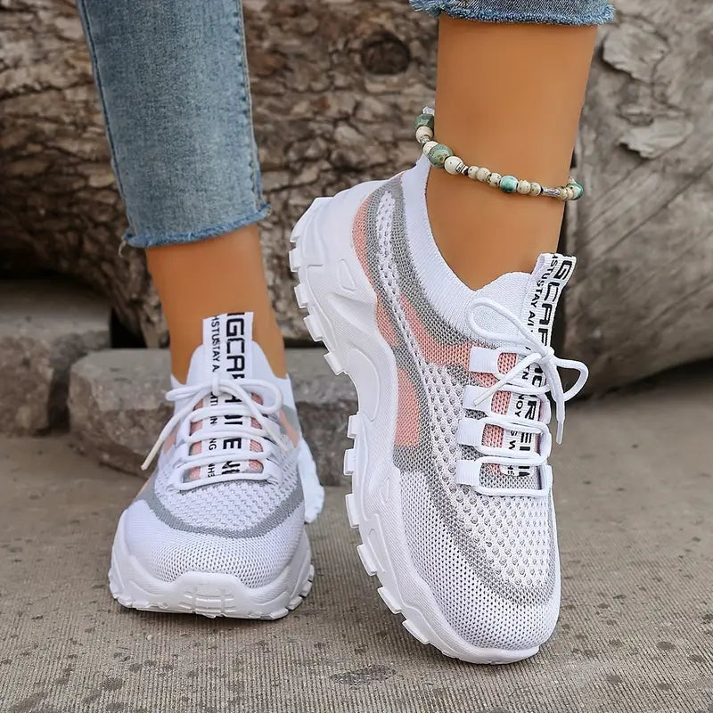 Women's Breathable Mesh Platform Casual Lace Up Sneakers