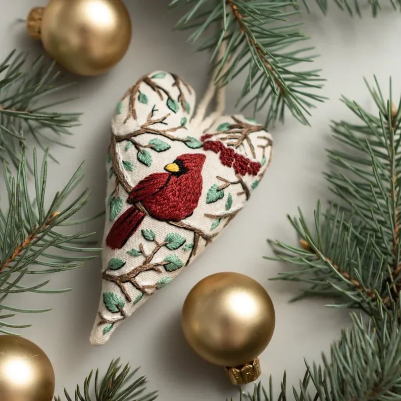 🎉Early Christmas Sale-49% Off🎅DIY Heart Shaped Hand Embroidered Christmas Ornament Kit