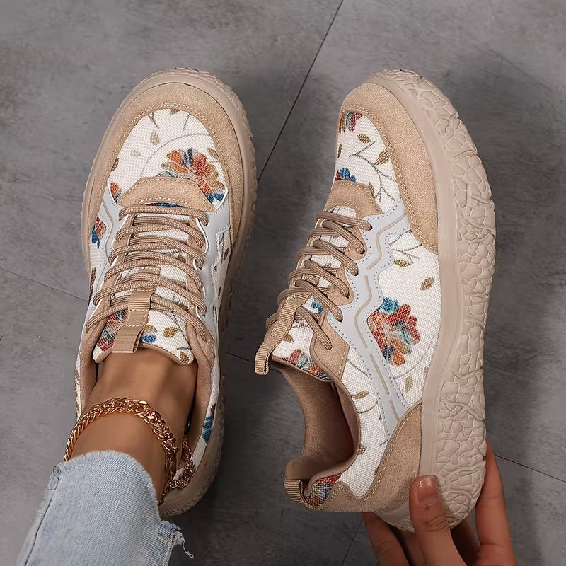 Women's Casual Floral Lace-Up Sneakers