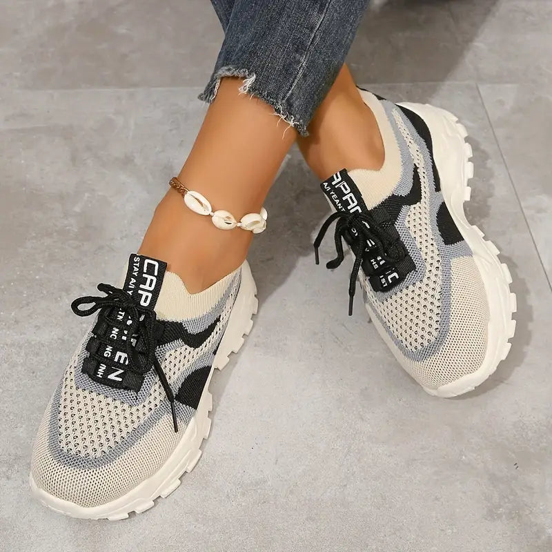 Women's Breathable Mesh Platform Casual Lace Up Sneakers