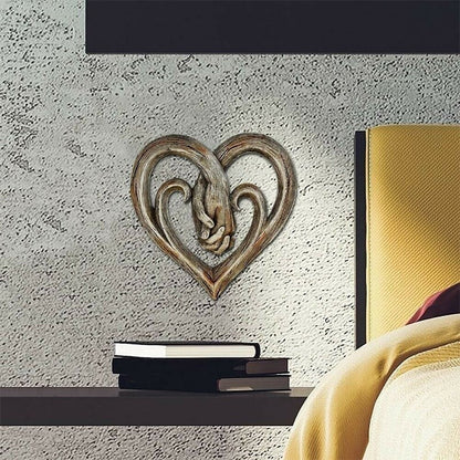 🔥 2D Flat Heart Holding Hands Wall Decor - Forever Love