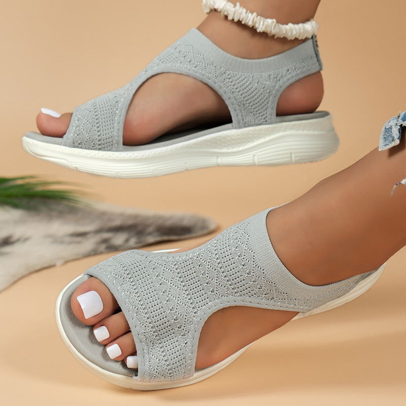 Soft Flying Woven Breathable Flat Sandals
