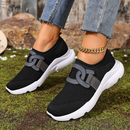 Women's Stylish Flyknit Lightweight Soft Sole Breathable Casual Shoes