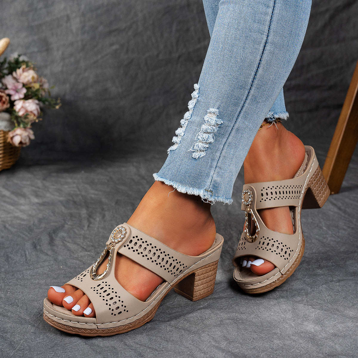Orthopedic Rhinestones Heel Sandals ( BUY 2 FREE SHIPPING )
