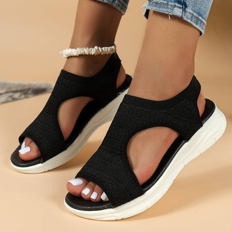 Soft Flying Woven Breathable Flat Sandals