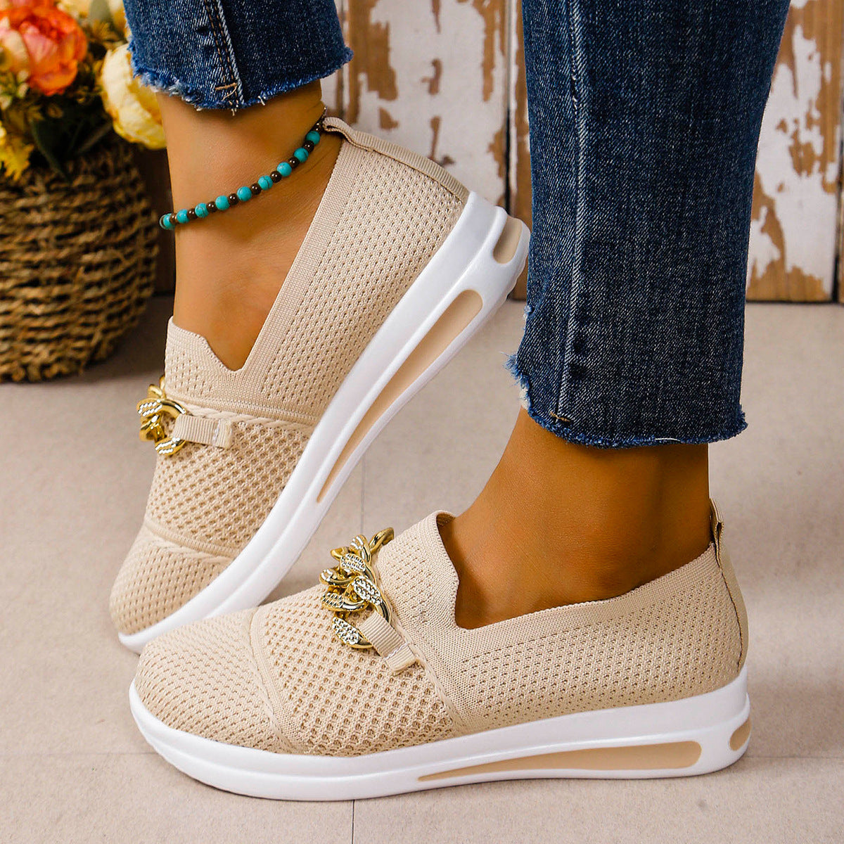 🔥Last Day 70% OFF -Women's Woven Breathable Casual Wedge Sneakers