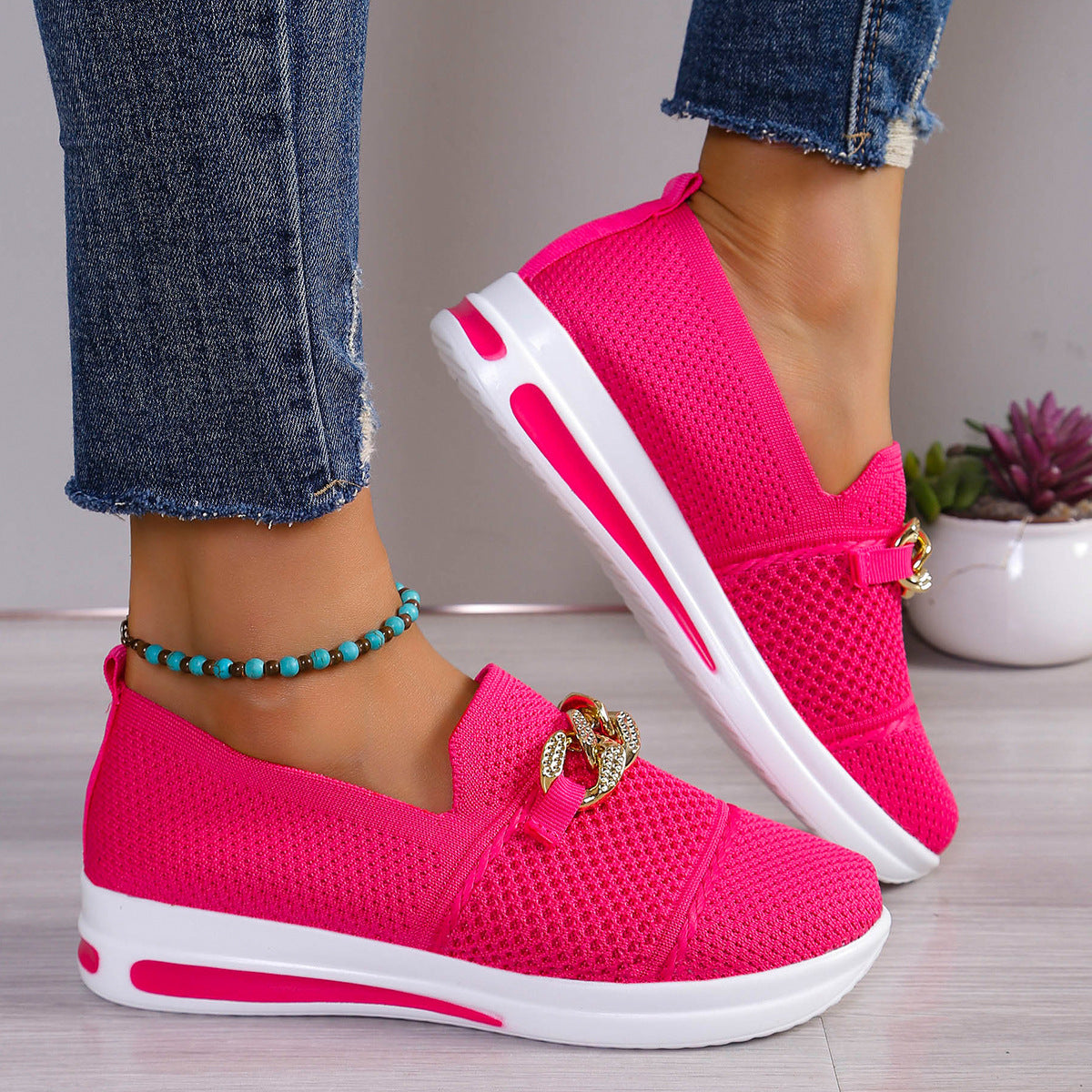 🔥Last Day 70% OFF -Women's Woven Breathable Casual Wedge Sneakers