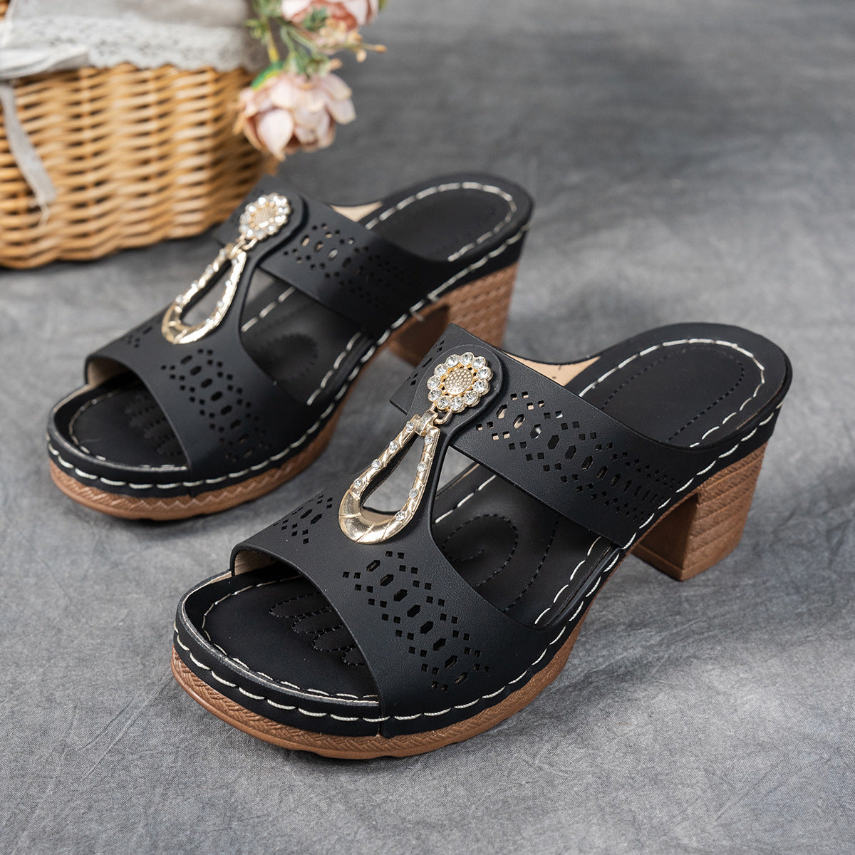 Orthopedic Rhinestones Heel Sandals ( BUY 2 FREE SHIPPING )