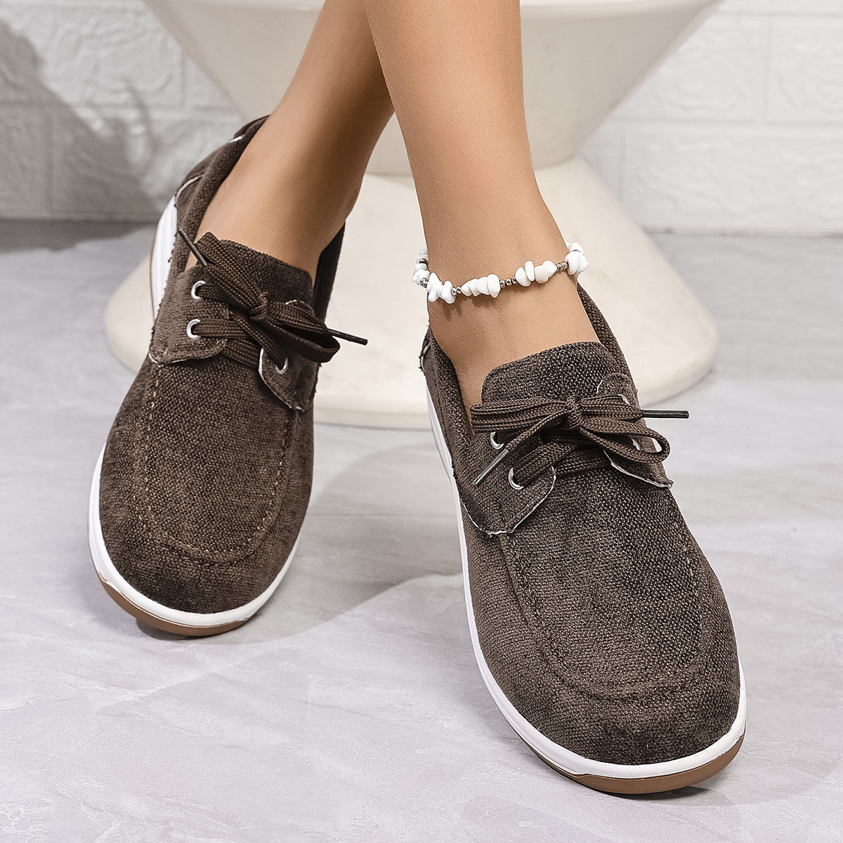 Breathable Fabric Thick Sole Slip-on Shoes