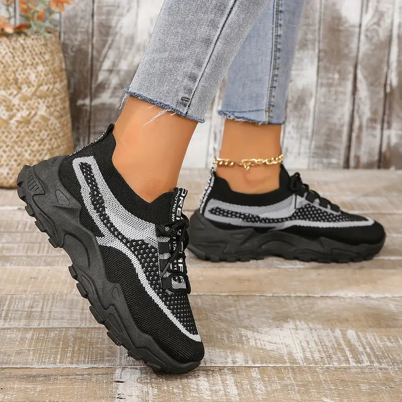 Women's Breathable Mesh Platform Casual Lace Up Sneakers