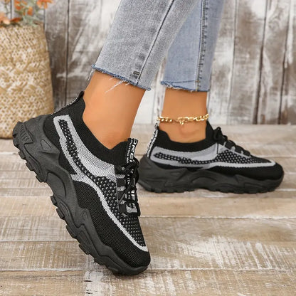 Women's Breathable Mesh Platform Casual Lace Up Sneakers