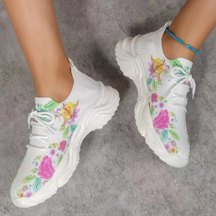 🔥HOT SALE - Floral Print Lace-up Breathable Orthopedic Sneakers