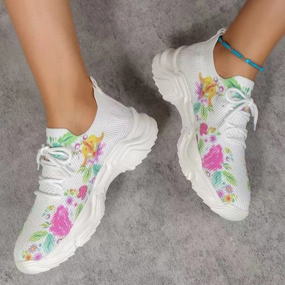 🔥HOT SALE - Floral Print Lace-up Breathable Orthopedic Sneakers