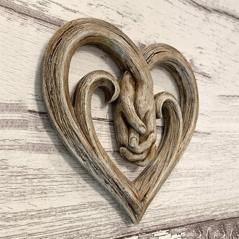 🔥 2D Flat Heart Holding Hands Wall Decor - Forever Love