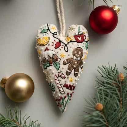 🎉Early Christmas Sale-49% Off🎅DIY Heart Shaped Hand Embroidered Christmas Ornament Kit