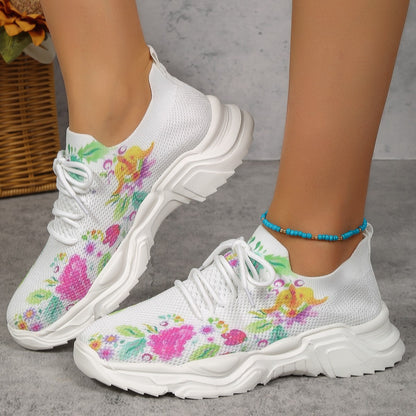 🔥HOT SALE - Floral Print Lace-up Breathable Orthopedic Sneakers