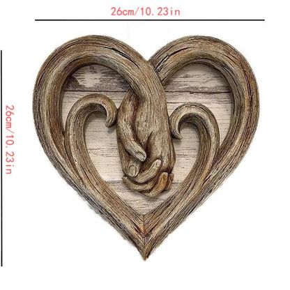 🔥 2D Flat Heart Holding Hands Wall Decor - Forever Love