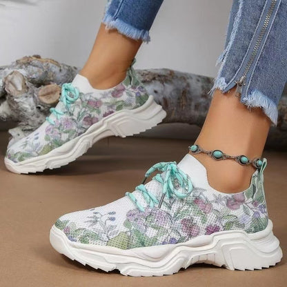 🔥HOT SALE - Floral Print Lace-up Breathable Orthopedic Sneakers