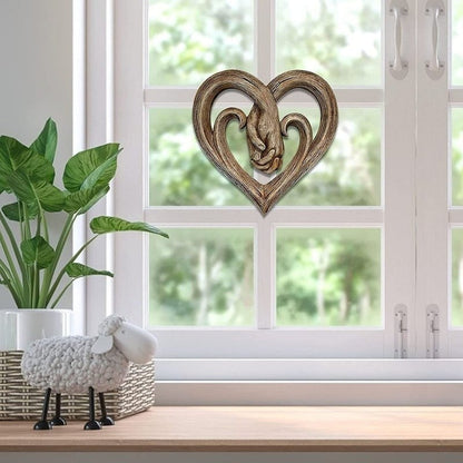 🔥 2D Flat Heart Holding Hands Wall Decor - Forever Love