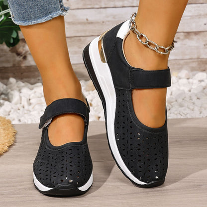 Lightweight Hollow Breathable Velcro Wedge Heel Sports Shoes