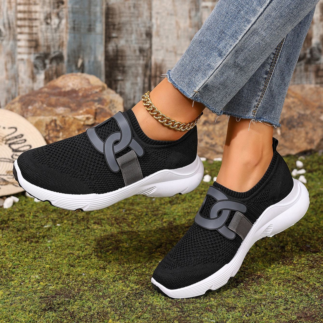 Women's Stylish Flyknit Lightweight Soft Sole Breathable Casual Shoes